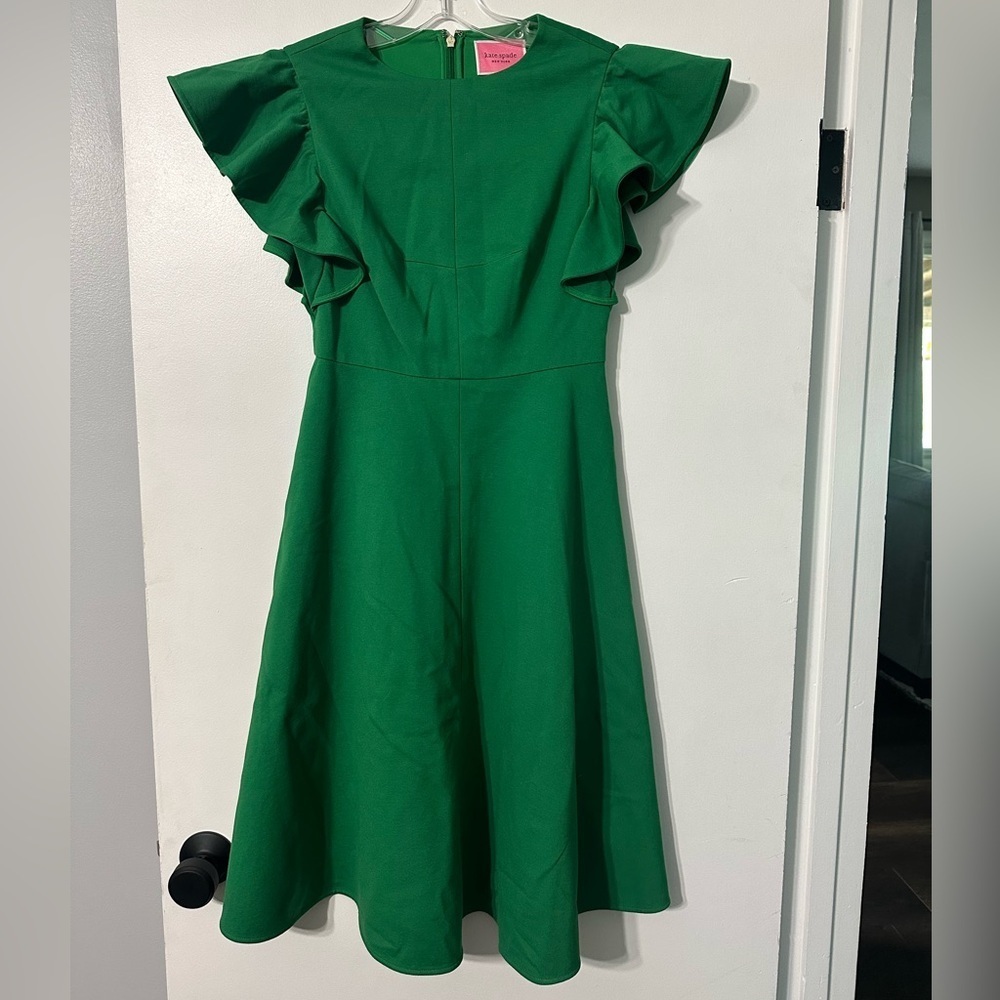 Kate Spade New York Green Ponte Flutter-sleeve Dress Women’s 0
